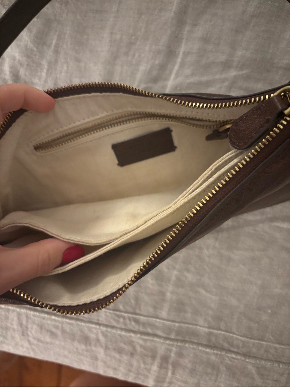 Zara Brown Leather Shoulder Bag - Classic Women's Handbag - Picture 2 of 3
